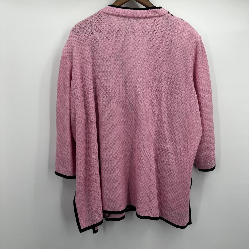 Ming Wang Sweater Womens 3X Pink‎ Black Knit Cardigan Jacket Geometric Pattern - Picture 7 of 12